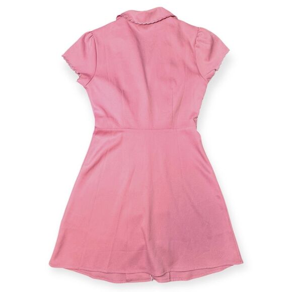 URBAN OUTFITTERS Women’s Pink Betty Mini Dress Scallop Collar Button Front Size - Picture 4 of 8